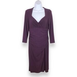 LAUREN RALPH LAUREN V-Neck Royal Purple Draped Dress sz 6